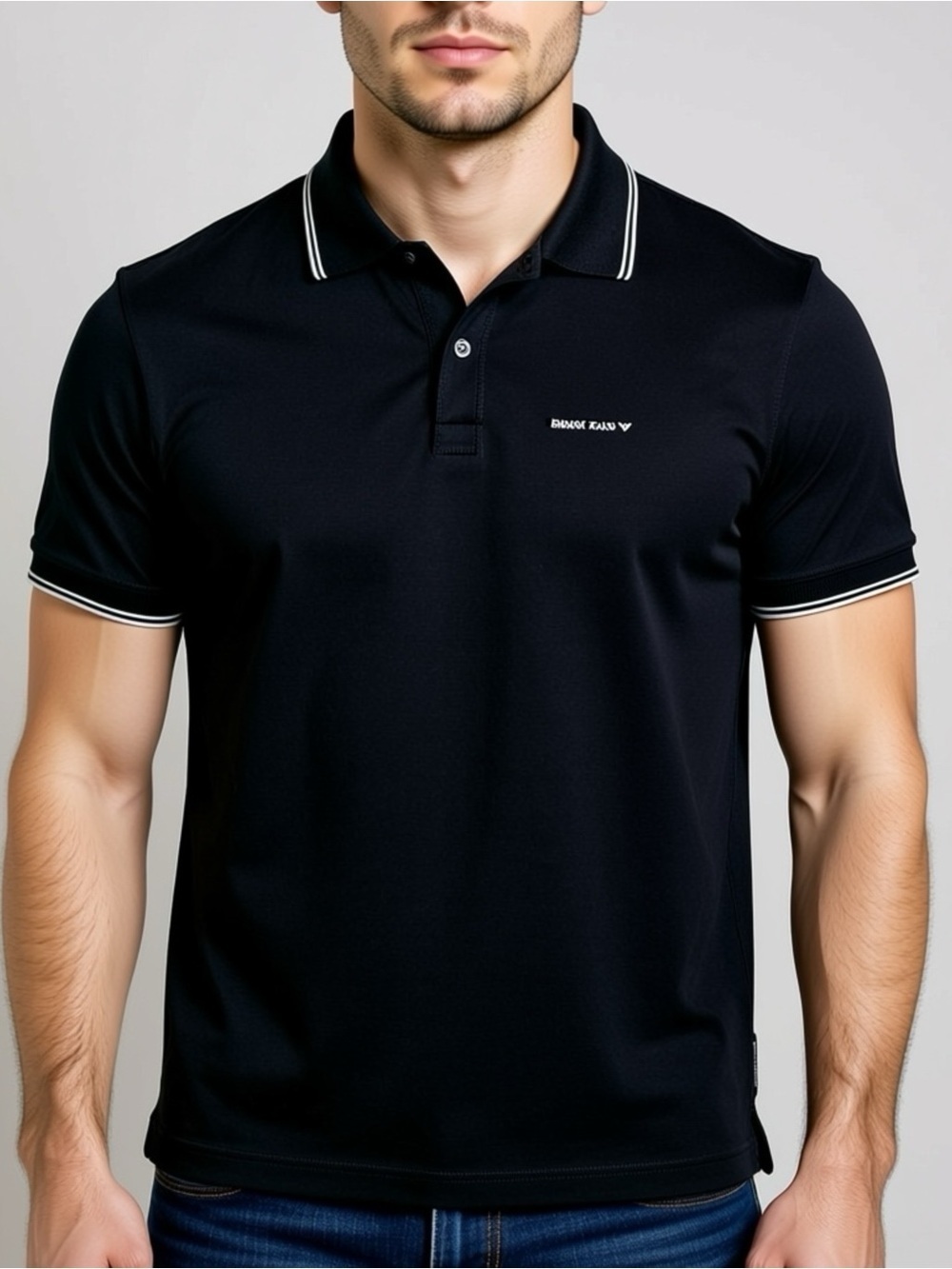 Armani Jeans AJ Mens Small or Womens Large Black Short Sleeve Polo Shirt